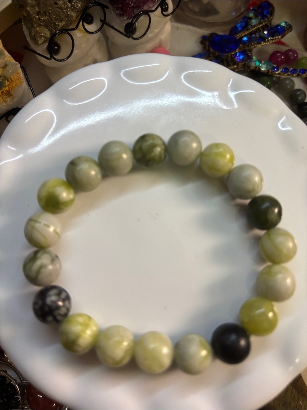 Lemon Jade 10mm Bead Stretch Bracelet -